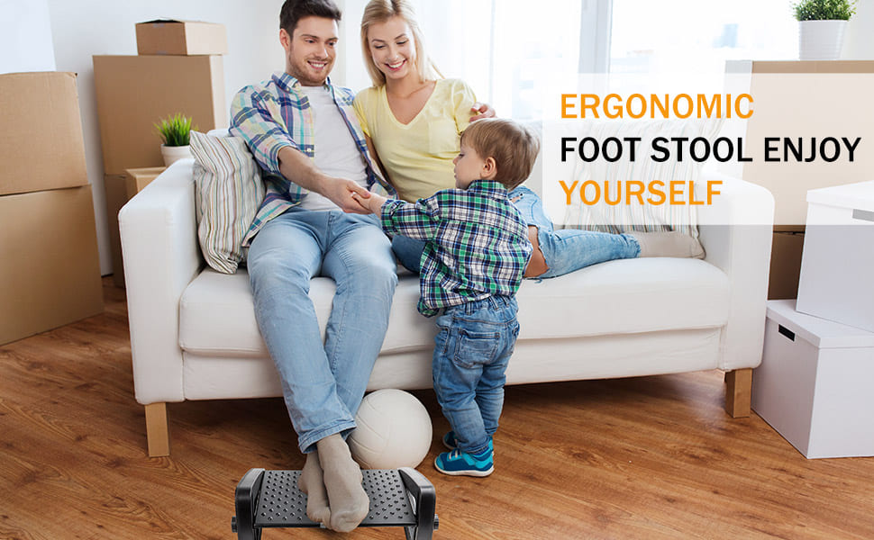 Ergonomic Foot Rest with Massage Rollers