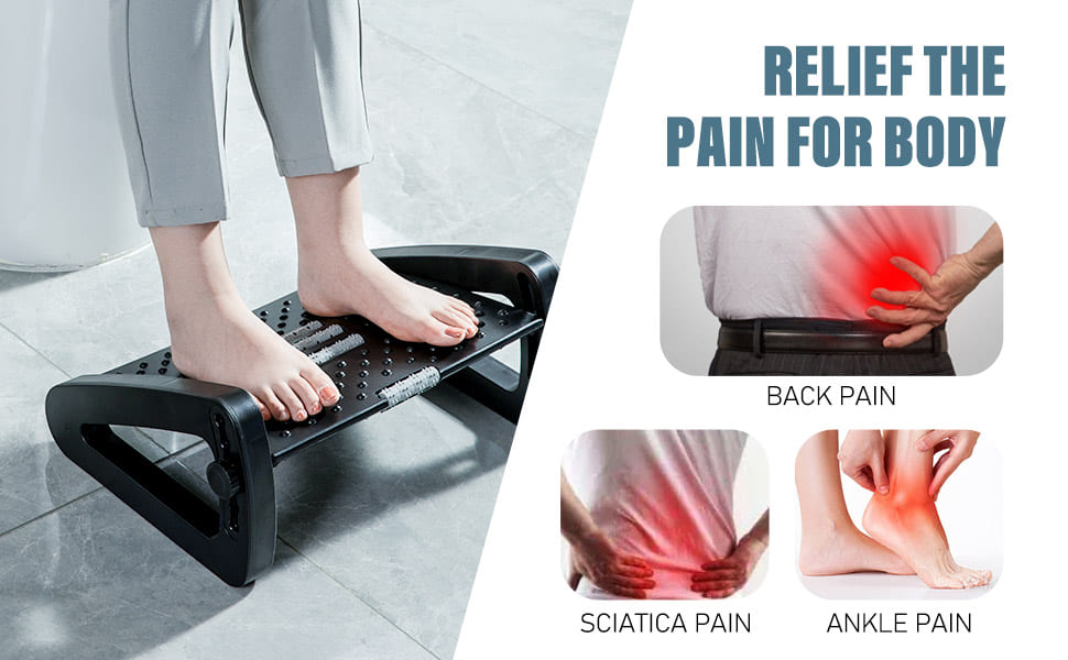 Ergonomic Foot Rest with Massage Rollers