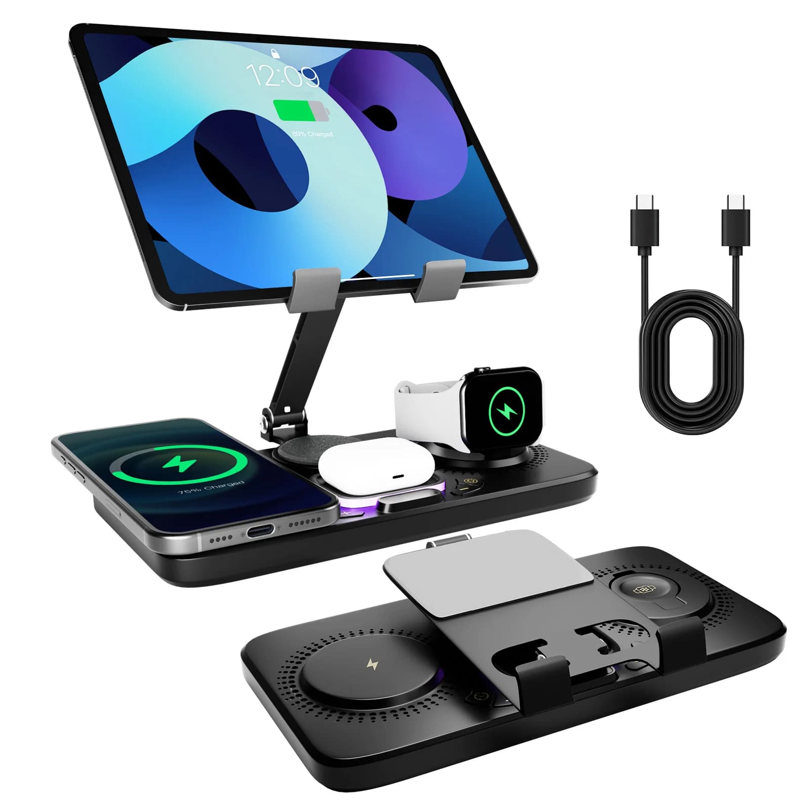 7-in-1 Wireless Charging Station with Tablet Stand