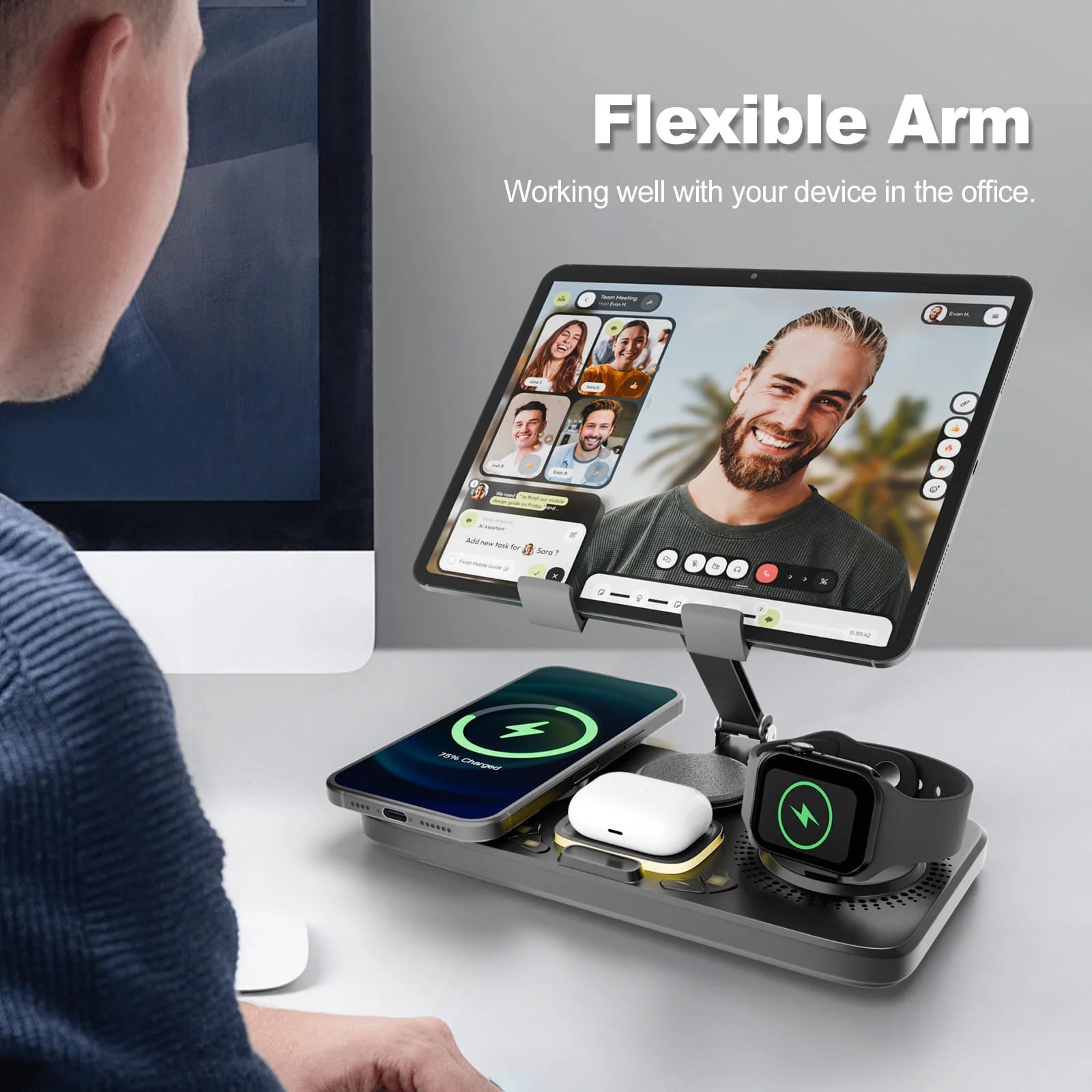 7-in-1 Wireless Charging Station with Tablet Stand