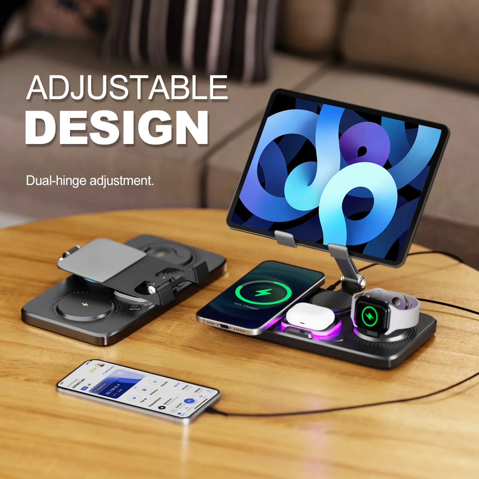 7-in-1 Wireless Charging Station with Tablet Stand