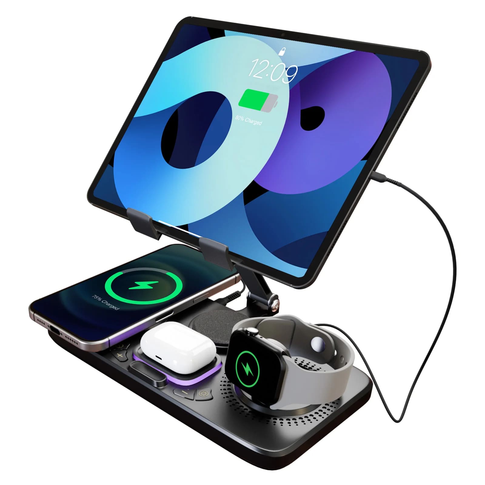 7-in-1 Wireless Charging Station with Tablet Stand