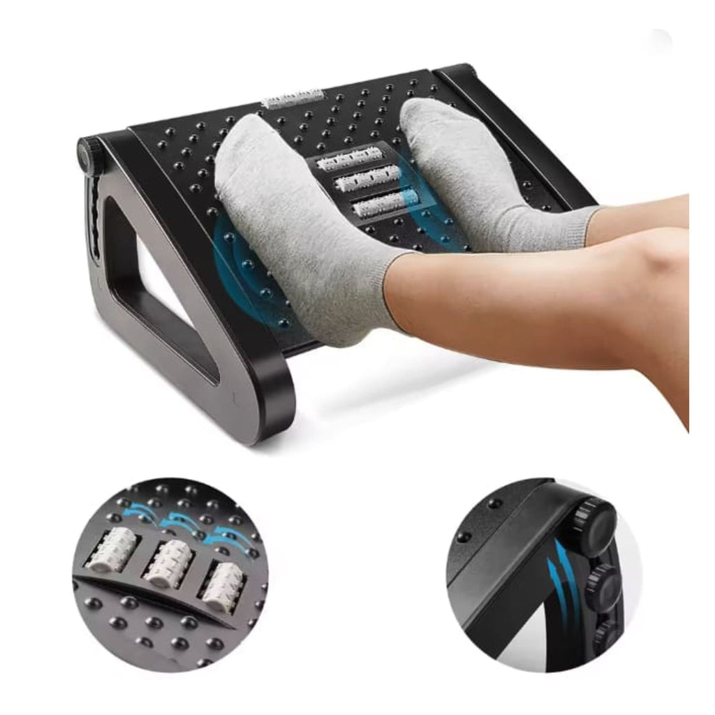 Ergonomic Foot Rest with Massage Rollers