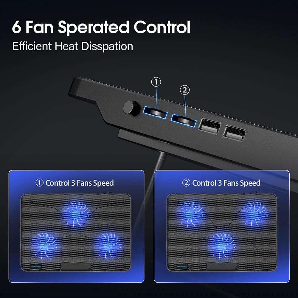 Adjustable Laptop Cooling Stand with 6 Fans