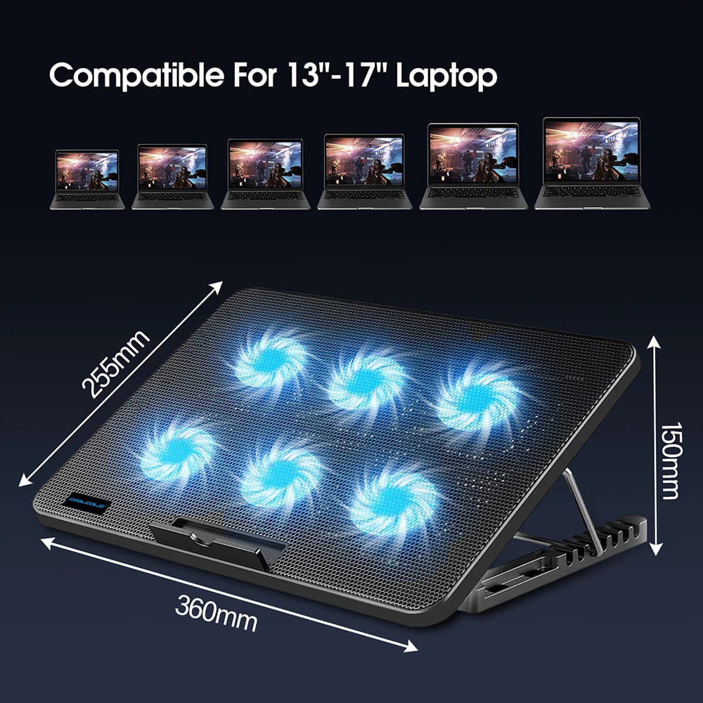 Adjustable Laptop Cooling Stand with 6 Fans